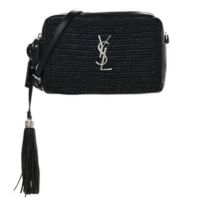 Saint Laurent Raffia Canvas Monogram Lou Camera Bag Black 1 of 15
