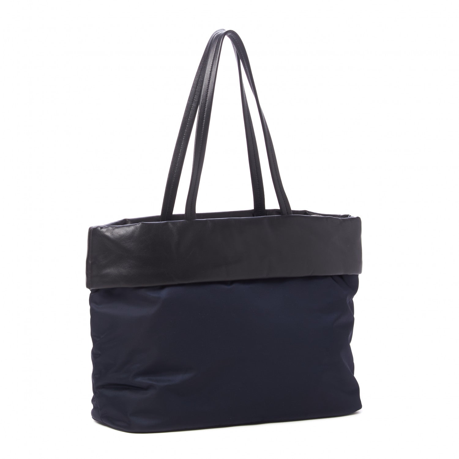 Prada Tessuto Nylon Nappa Tote Navy Black 2 of 8