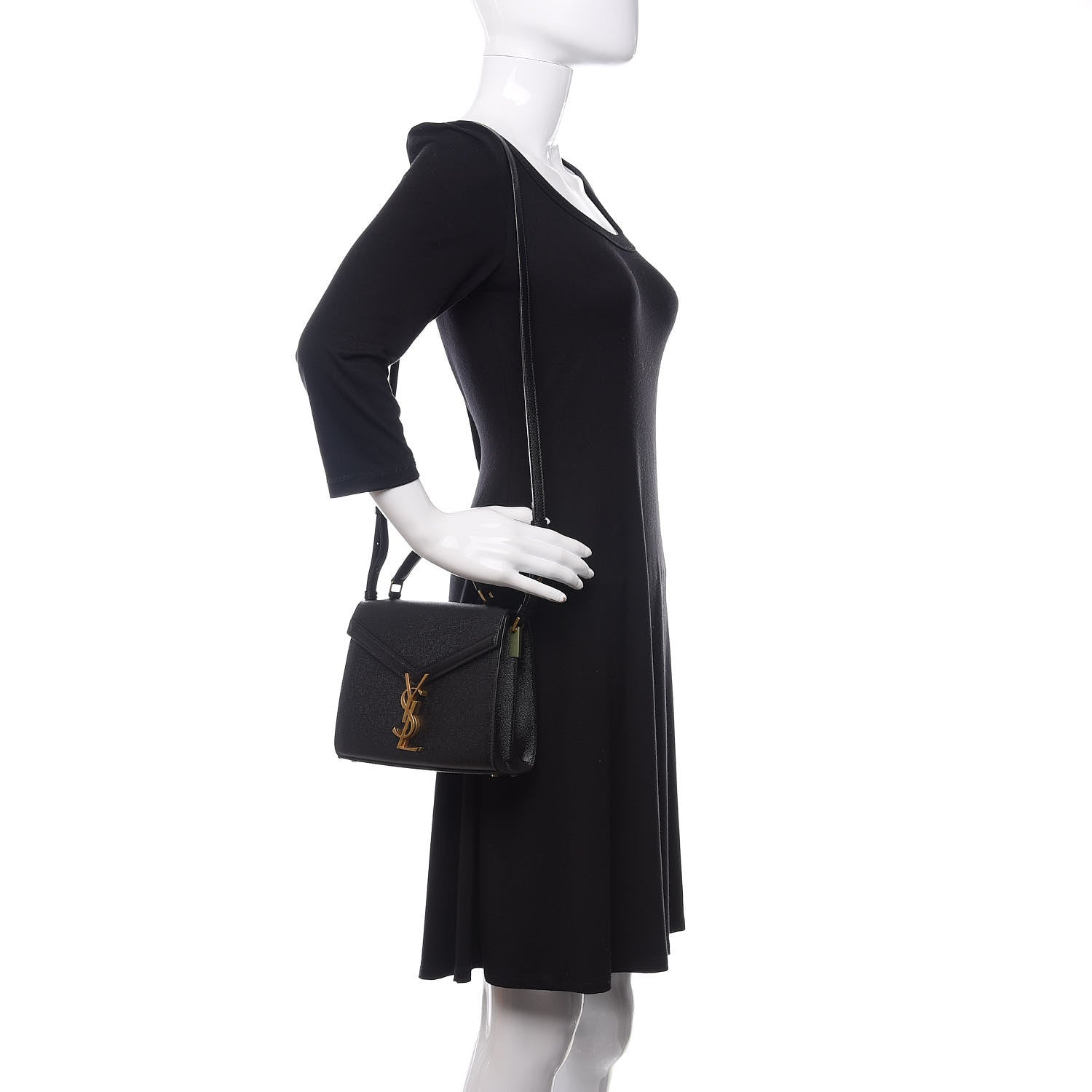 Saint Laurent Grain de Poudre Mini Classic Monogram Cassandra Top Handle Black Rouge Legion 2 of 10
