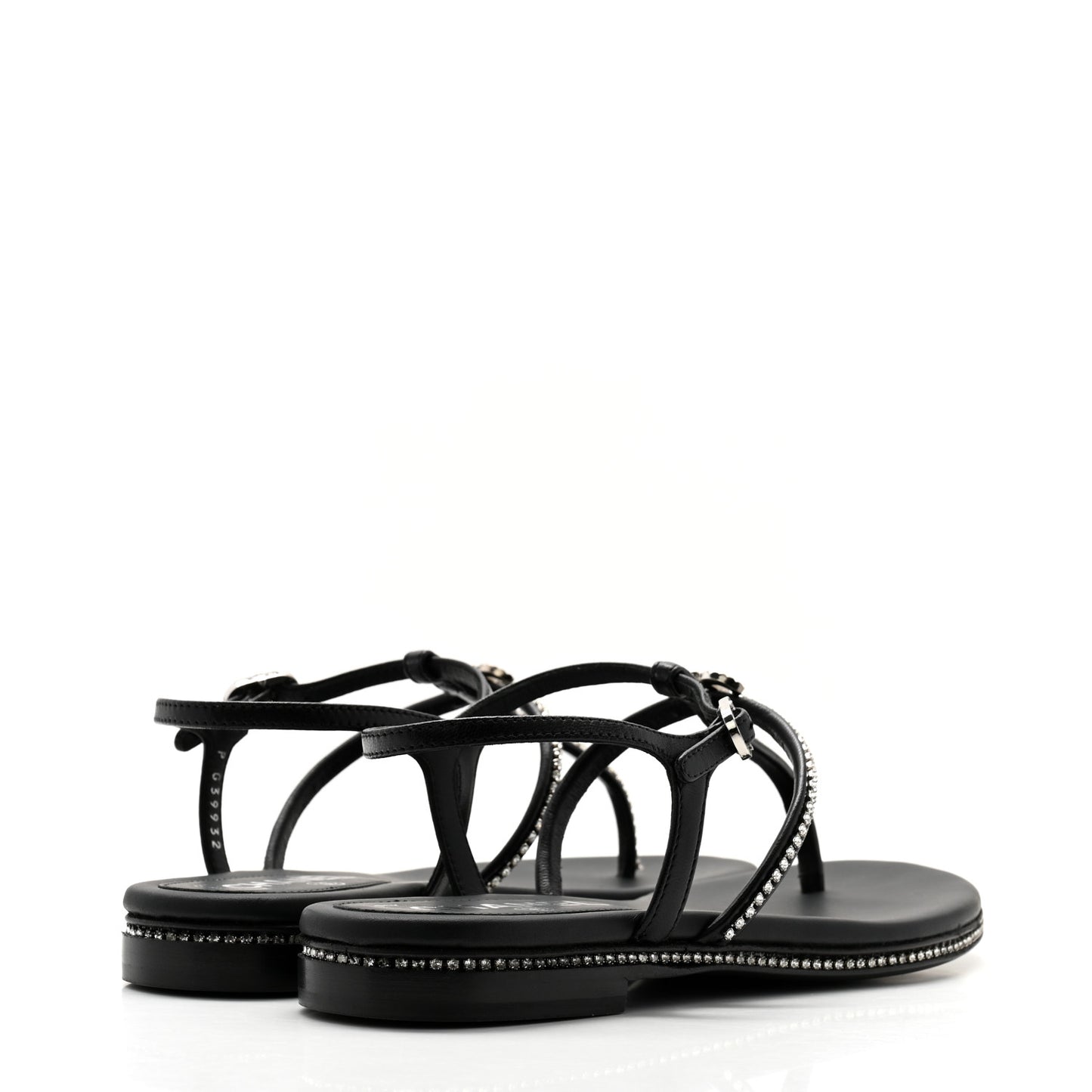 Lambskin Strass CC Thong Sandals 36 Black