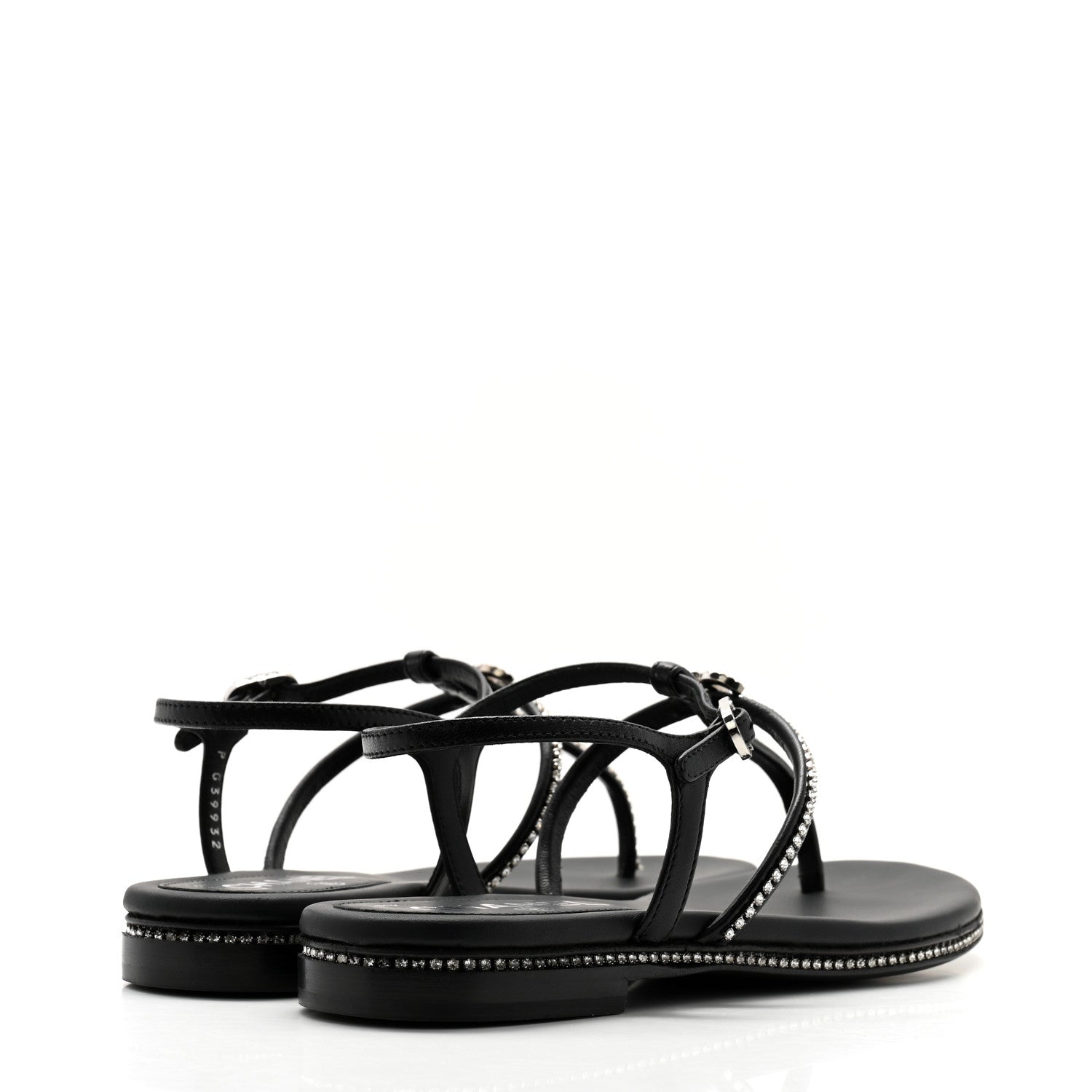 Chanel Lambskin Strass CC Thong Sandals 36 Black 4 of 9
