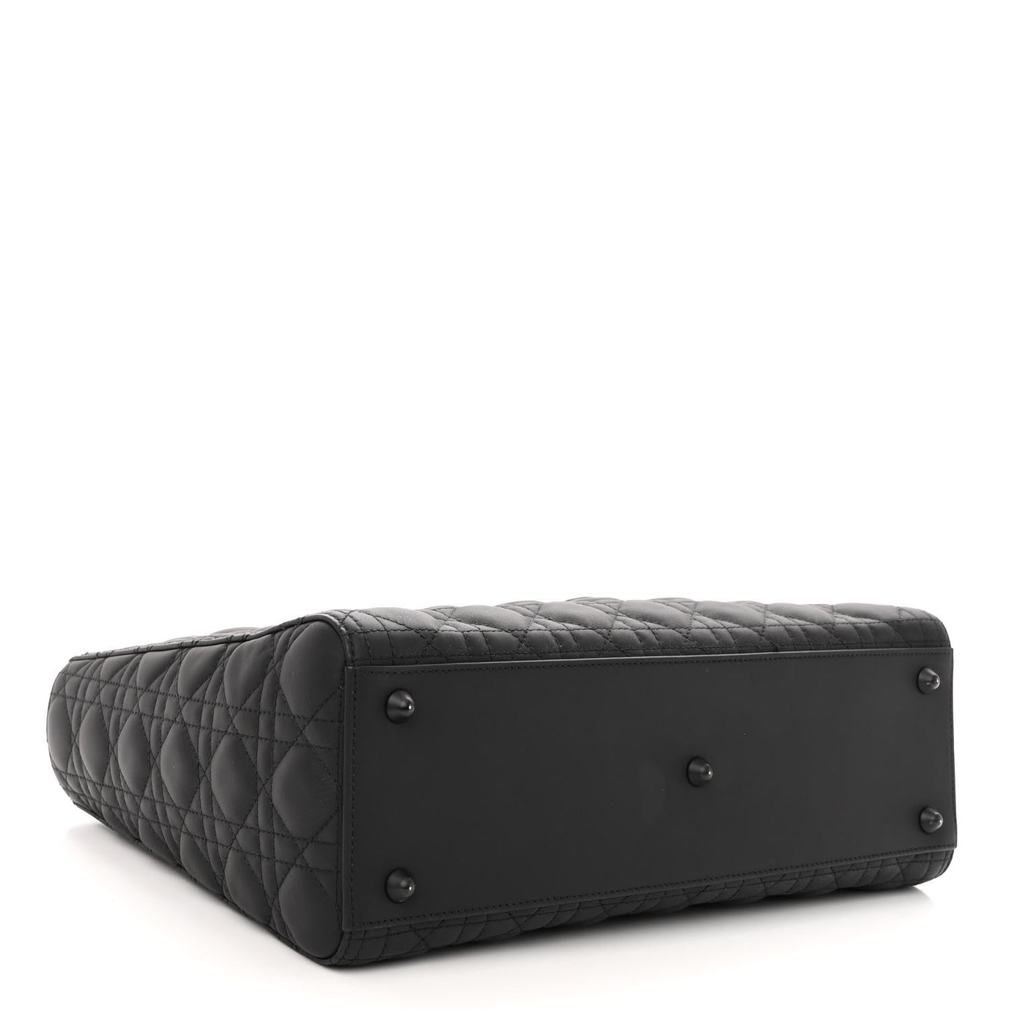 Ultra Matte Calfskin Cannage Large Lady Dior Black