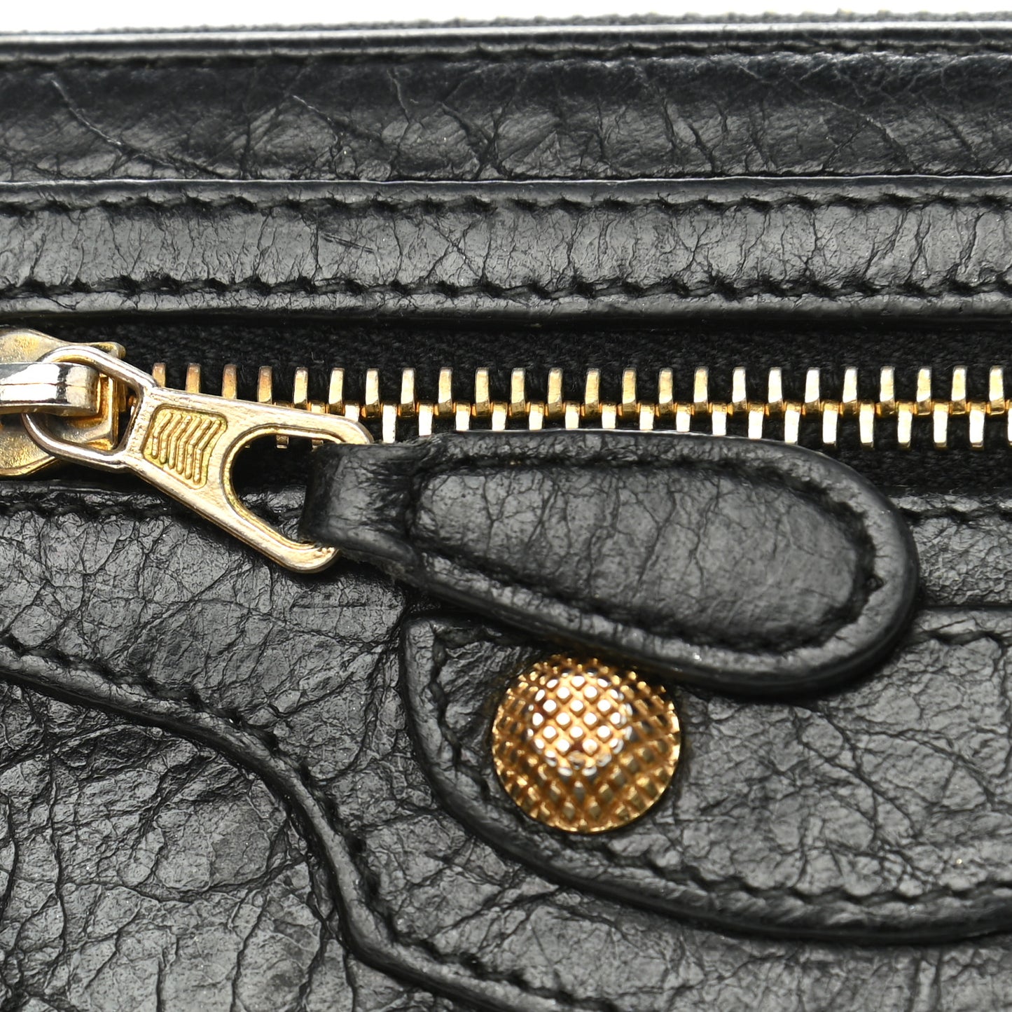 Agneau Giant 12 Gold Hardware Continental Zip Around Wallet Black