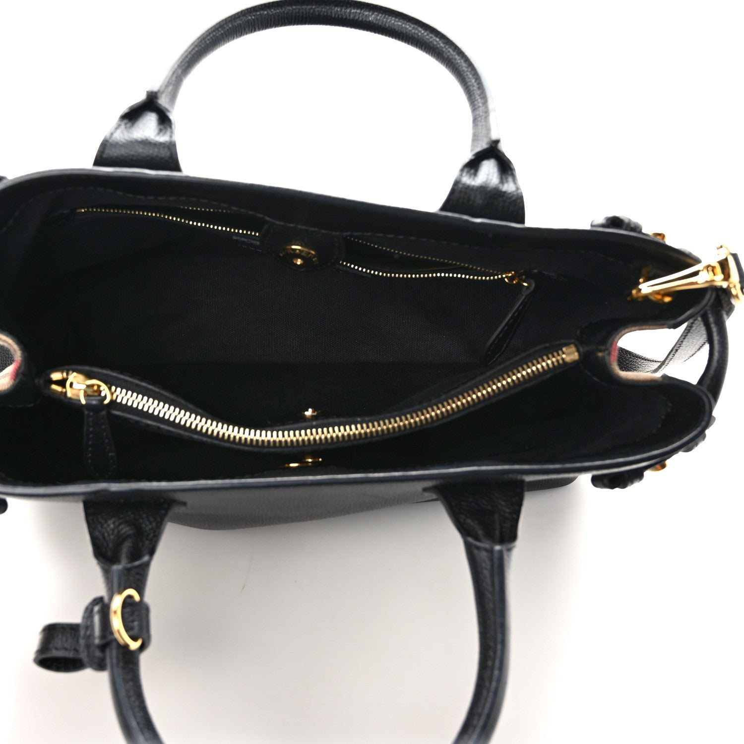 Burberry Derby Calfskin House Check Medium Banner Tote Black 5 of 11