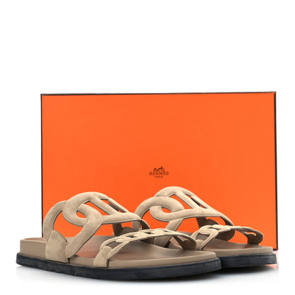 Hermes Suede Goatskin Extra Sandals 39 Beige Argile 14 of 14