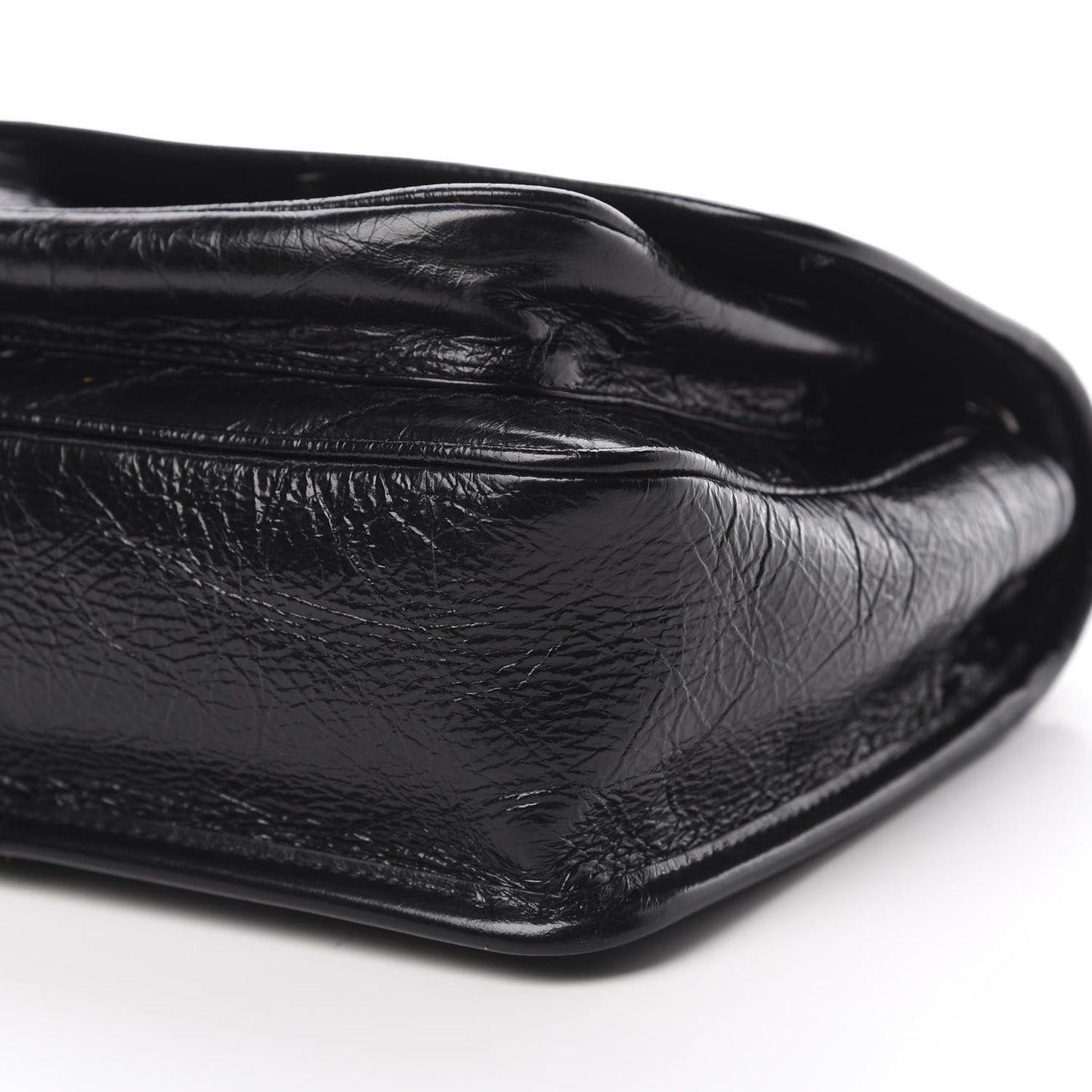 Crinkled Calfskin Matelasse Monogram Baby Niki Chain Satchel Black