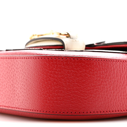 Gucci X ADIDAS Textured Dollar Calfskin Web Trefoil Mini Horsebit 1955 Shoulder Bag Hibiscus Red Off White 10 of 10