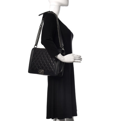 Chanel Calfskin Embossed Stitch Large Boy Flap Black 2 of 12