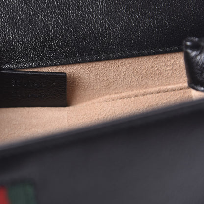 Gucci Textured Calfskin Web Small Rajah Slim Flap Shoulder Bag Black 17 of 21