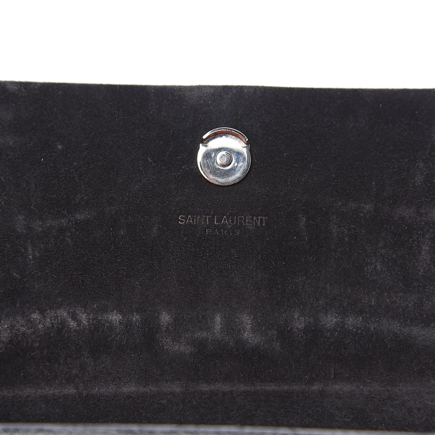 Calfskin Crocodile Embossed Small Classic Monogram Kate Tassel Satchel Black
