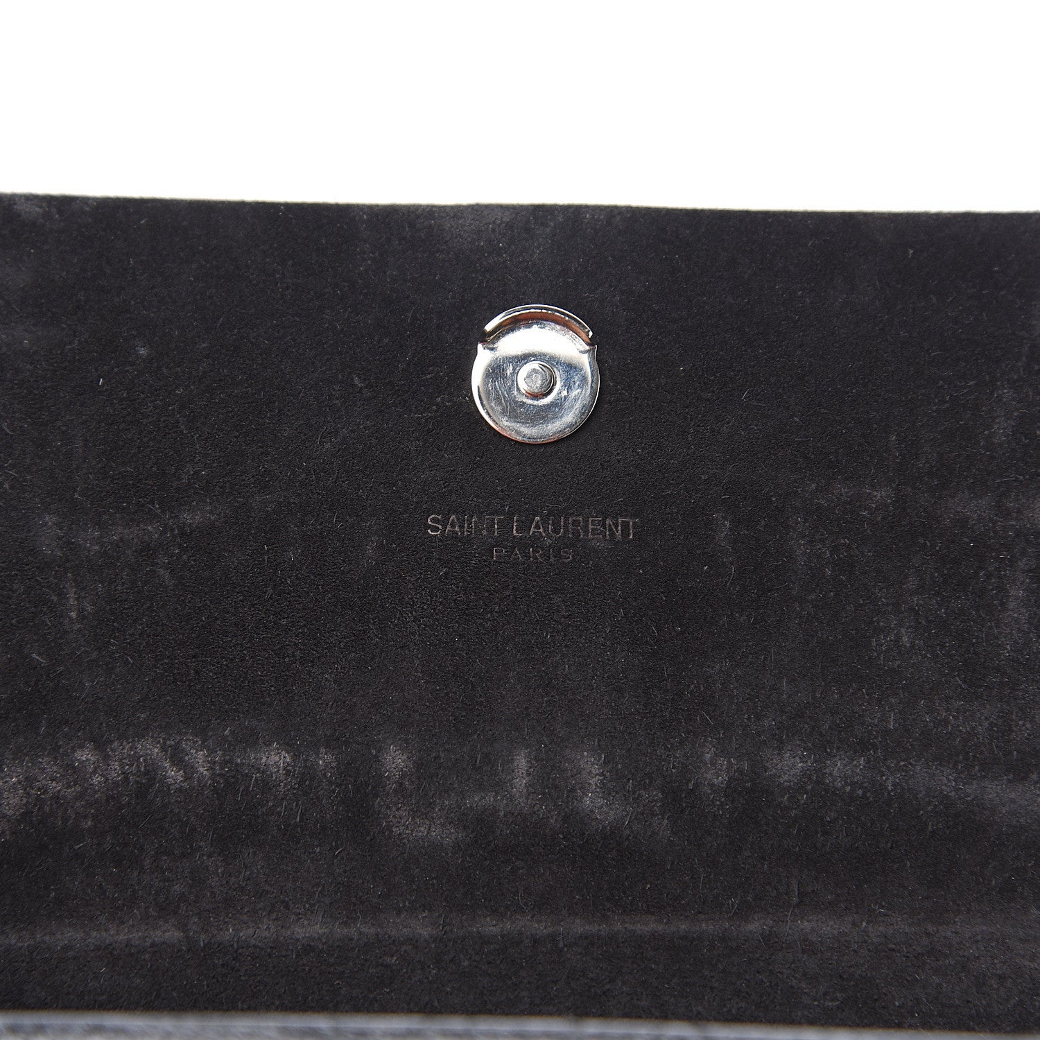 Saint Laurent Calfskin Crocodile Embossed Small Classic Monogram Kate Tassel Satchel Black 6 of 10