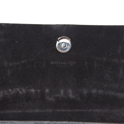Saint Laurent Calfskin Crocodile Embossed Small Classic Monogram Kate Tassel Satchel Black 6 of 10