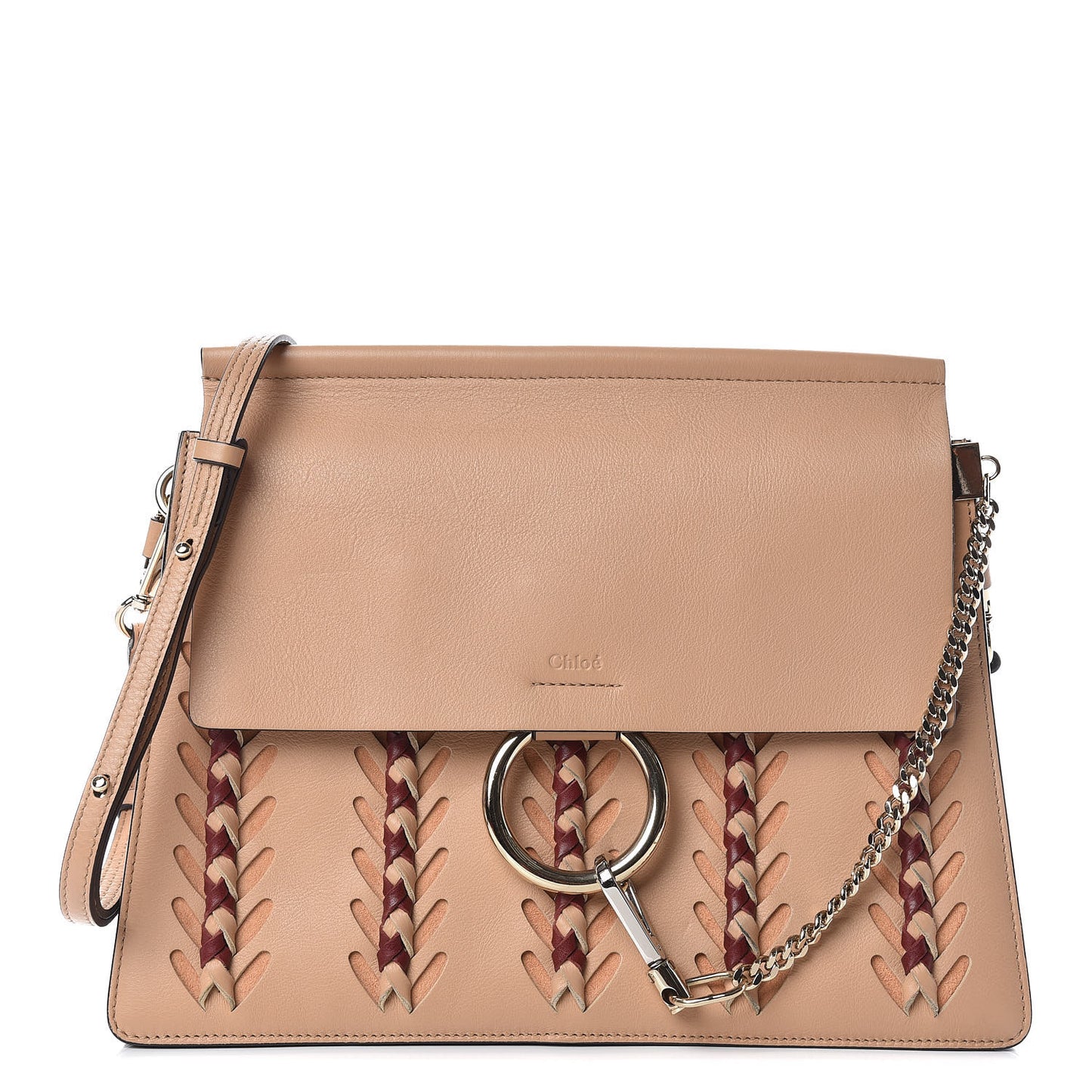 Calfskin Woven Medium Faye Shoulder Bag Blush Nude