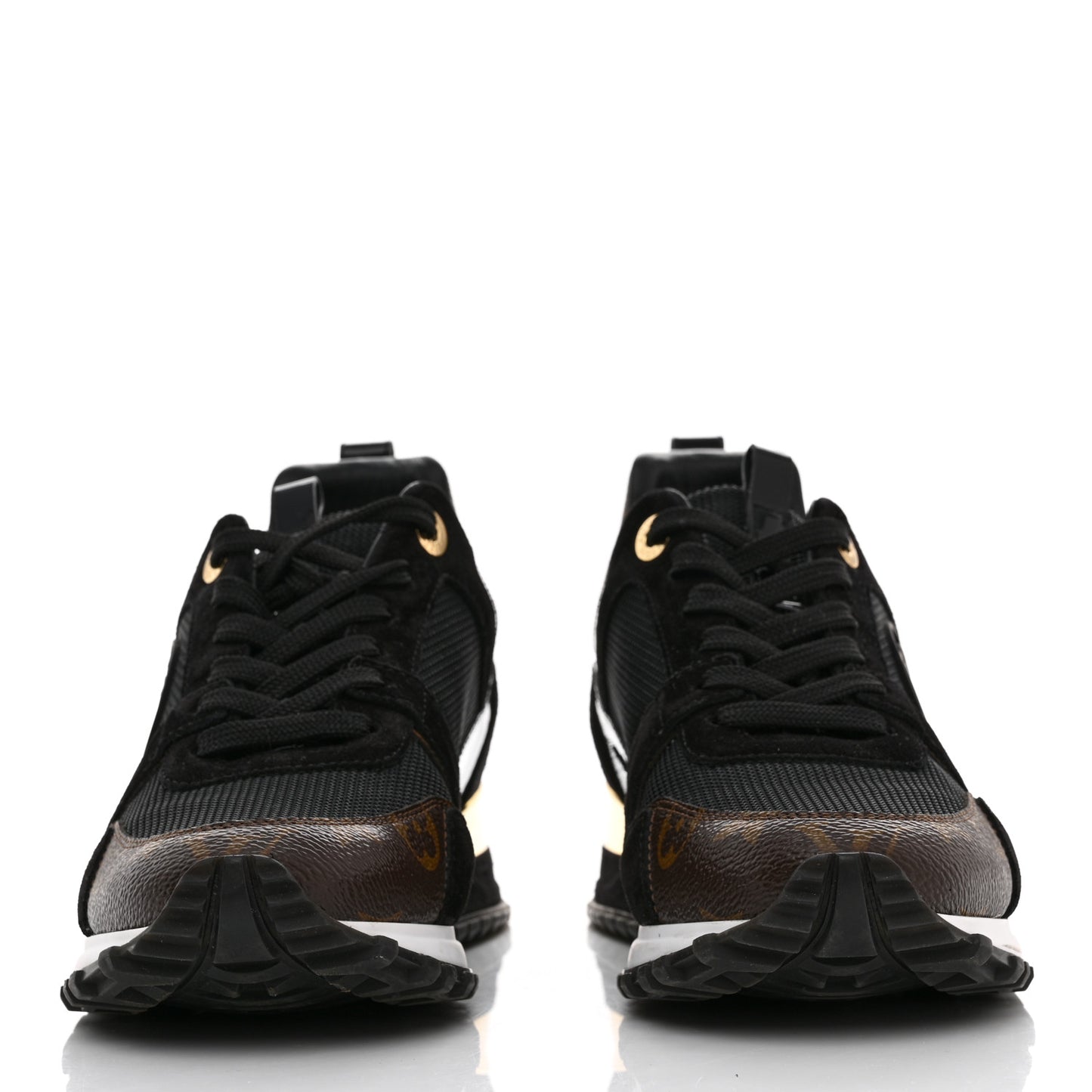 Suede Monogram Run Away Sneakers 37 Black