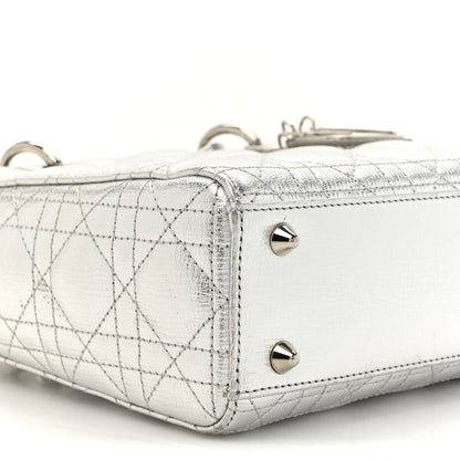 Christian Dior Metallic Grained Calfskin Cannage Small Lucky Badges My Lady Dior Silver 10 of 15