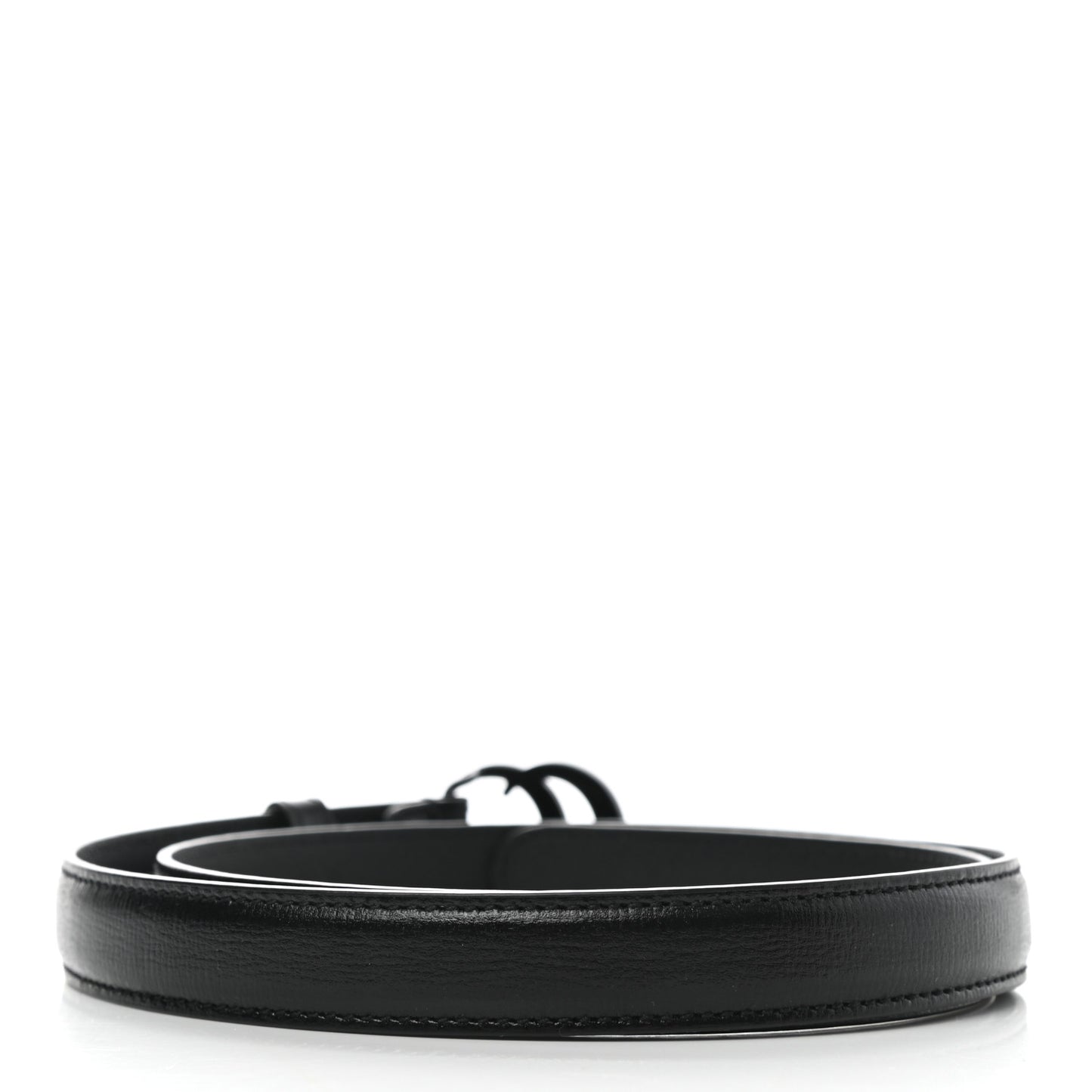 Azalea Calfskin Enamel Monochrome Double G 20mm Belt 80 32 Black