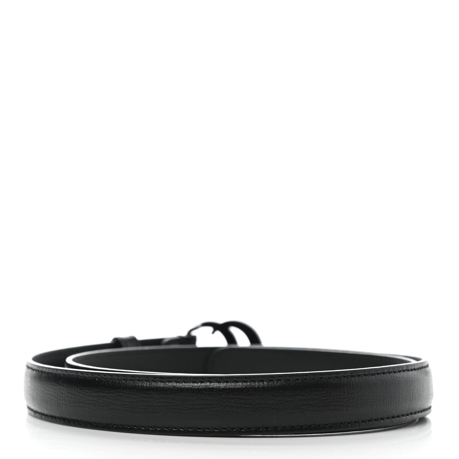Gucci Azalea Calfskin Enamel Monochrome Double G 20mm Belt 80 32 Black 2 of 3