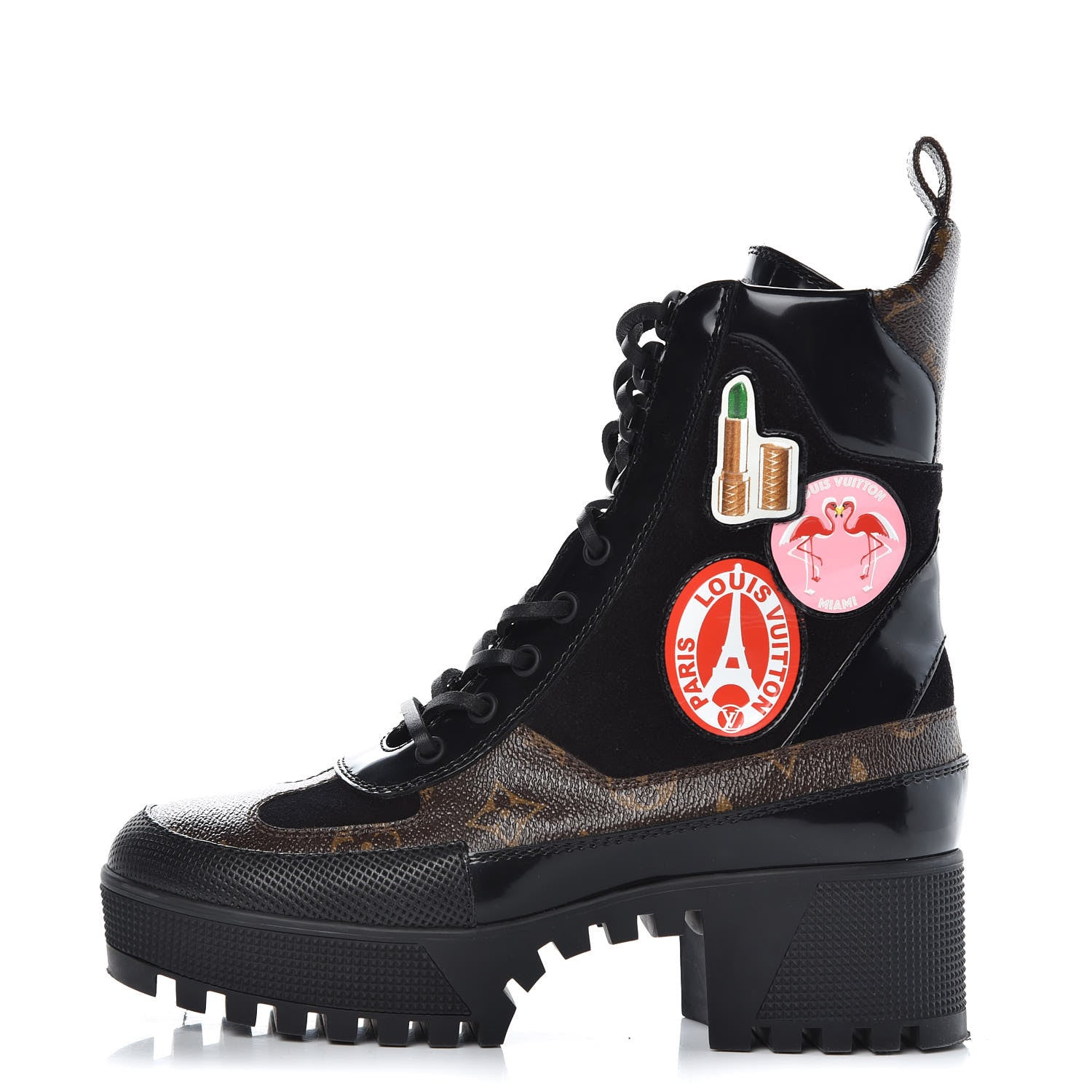 Louis Vuitton Suede Calfskin Monogram World Tour Platform Desert Boots 37 Black 1 of 10