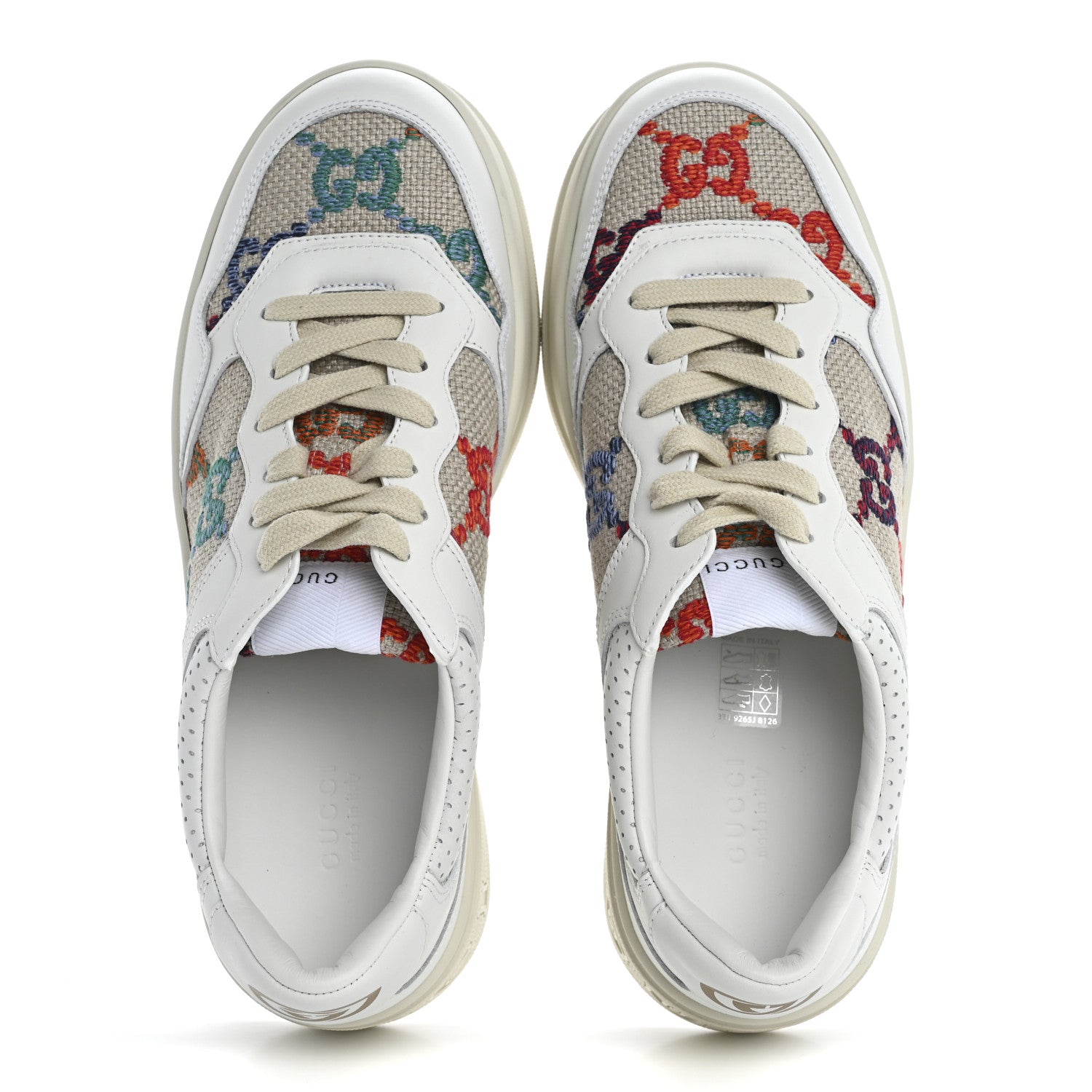 Gucci Dali Soft Calfskin GG Tennis Perforated Womens Platform 55mm Sneakers 40.5 White Multicolor 2 of 10
