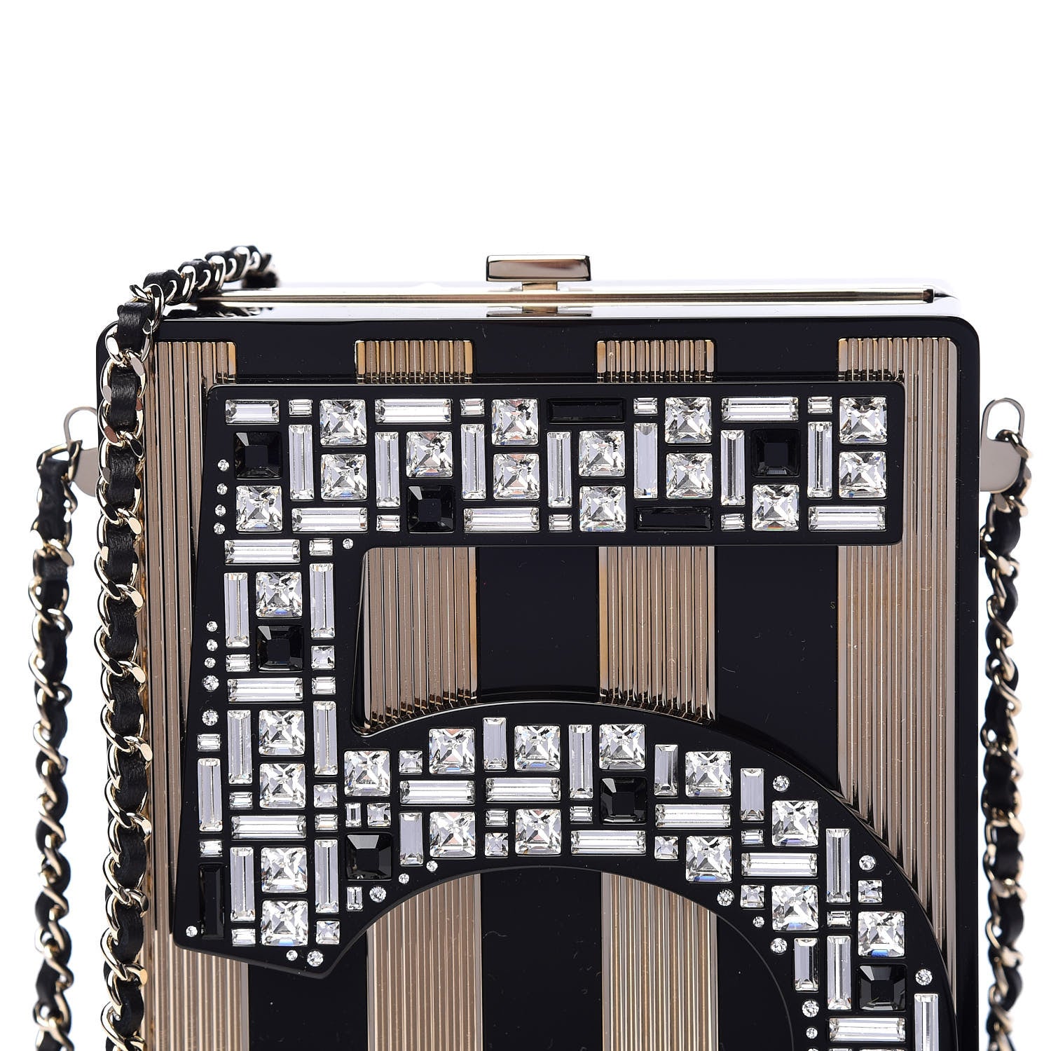 Chanel Plexiglass Strass N°5 Minaudiere Black Gold 10 of 11