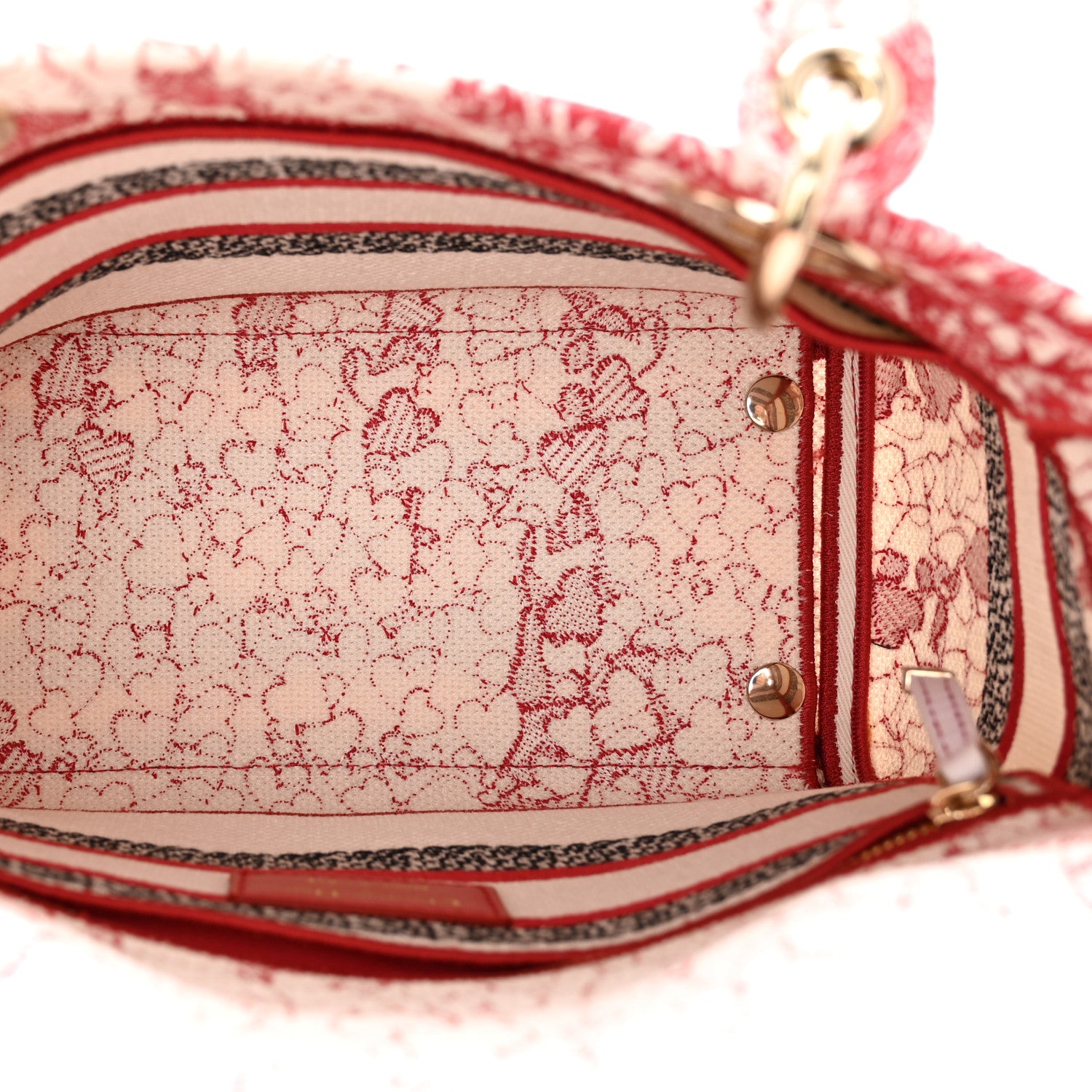 Christian Dior Canvas Embroidered Medium Dioramour D-Royaume Lady D-Lite Red Multicolor 6 of 9