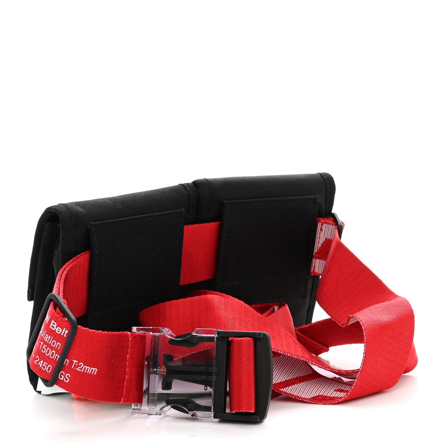 Nylon Two Pocket Belt Bag Black Red