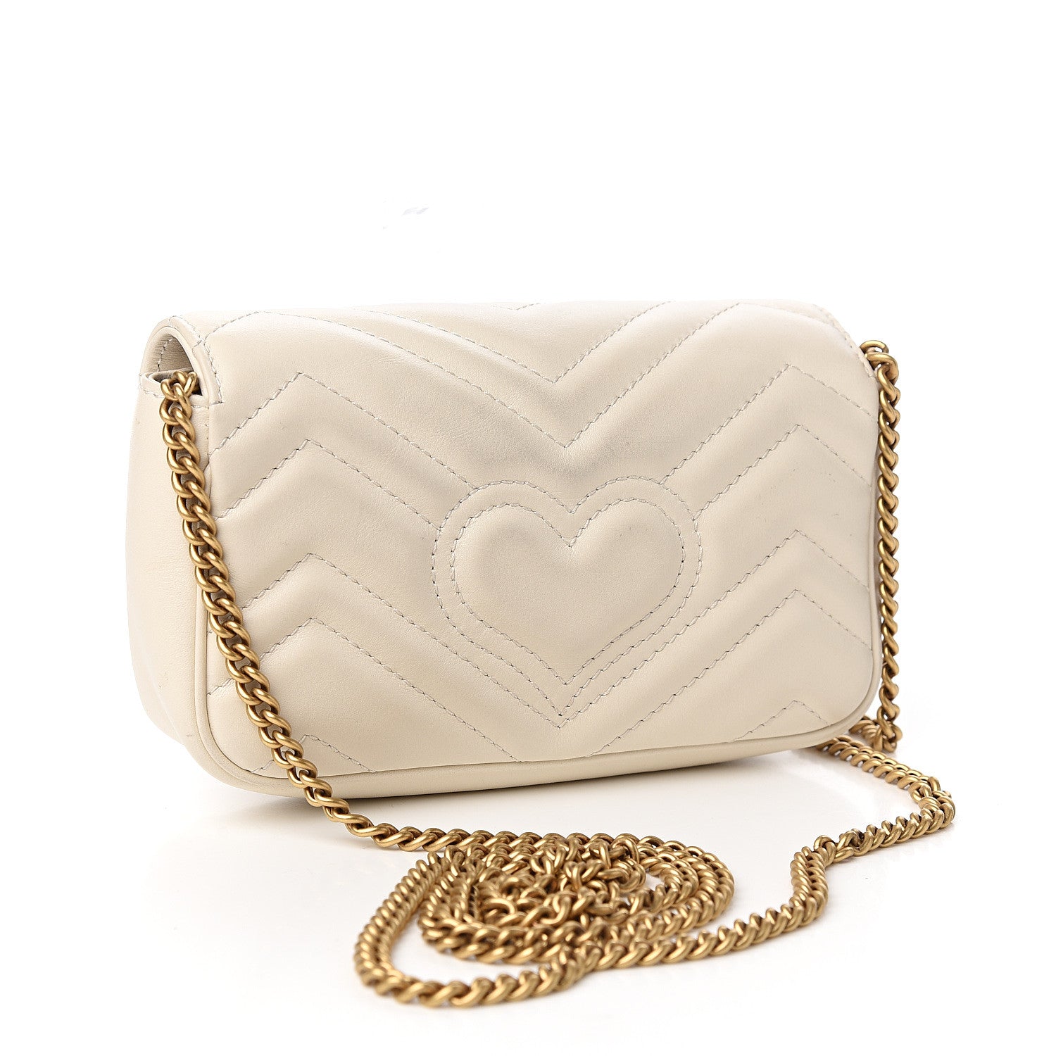 Gucci Calfskin Matelasse Super Mini GG Marmont Shoulder Bag White 2 of 11