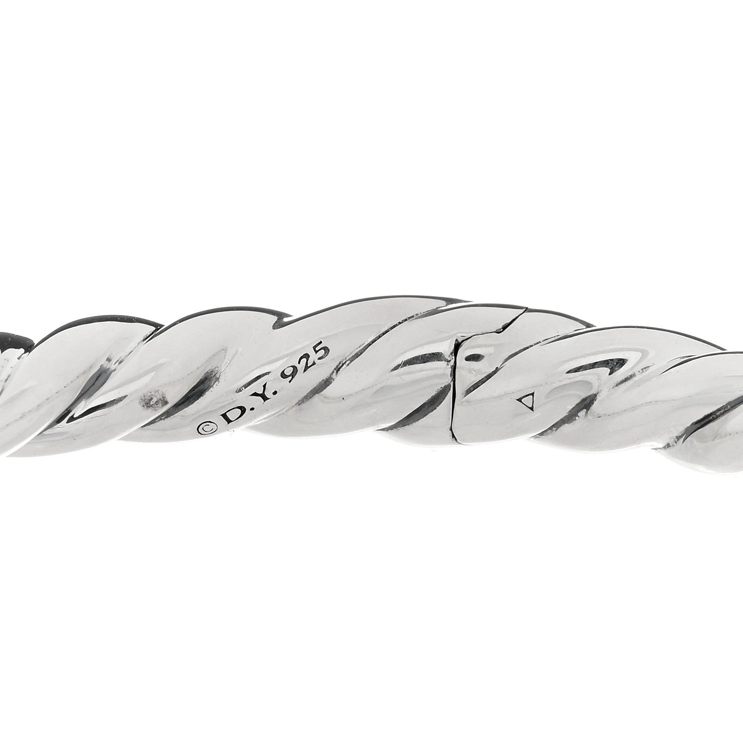 David Yurman Sterling Silver Diamond 5mm Stax Cable Bangle Bracelet 3 of 3