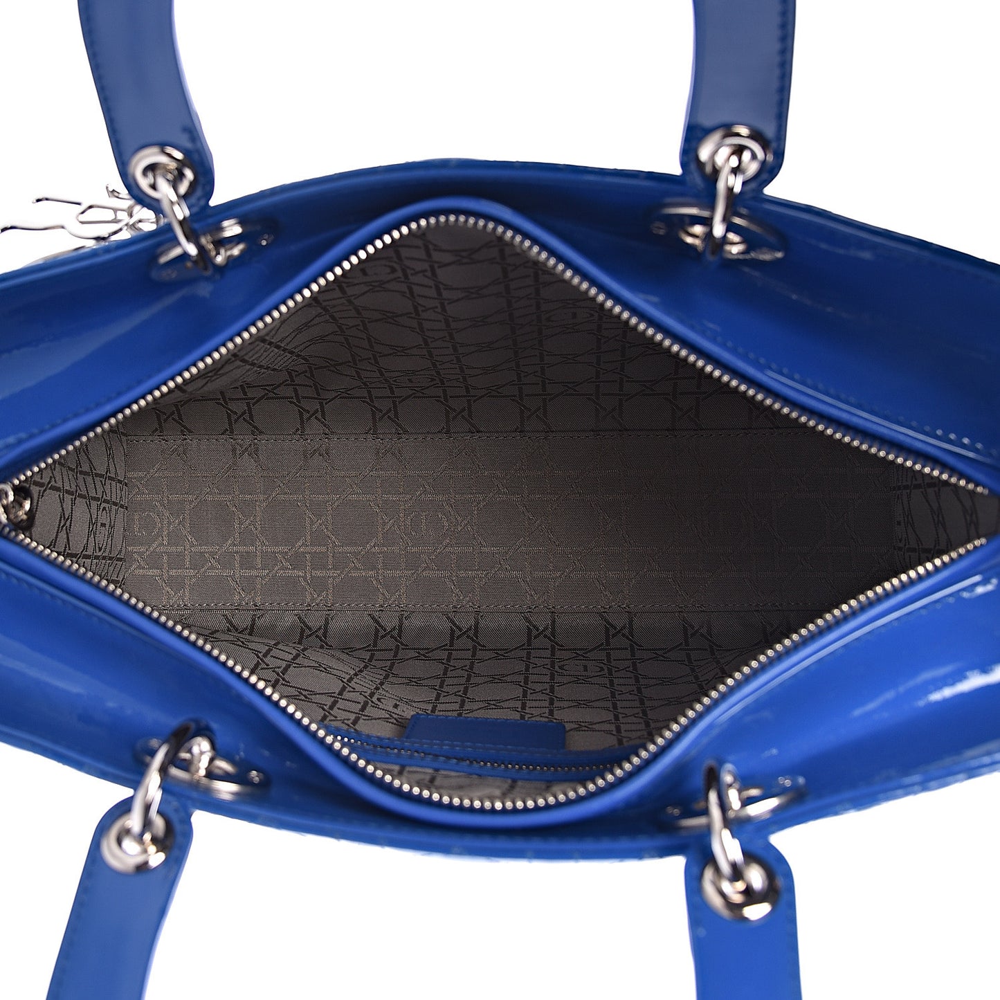 Patent Cannage Large Lady Dior Blue