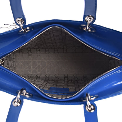 Christian Dior Patent Cannage Large Lady Dior Blue 5 of 15