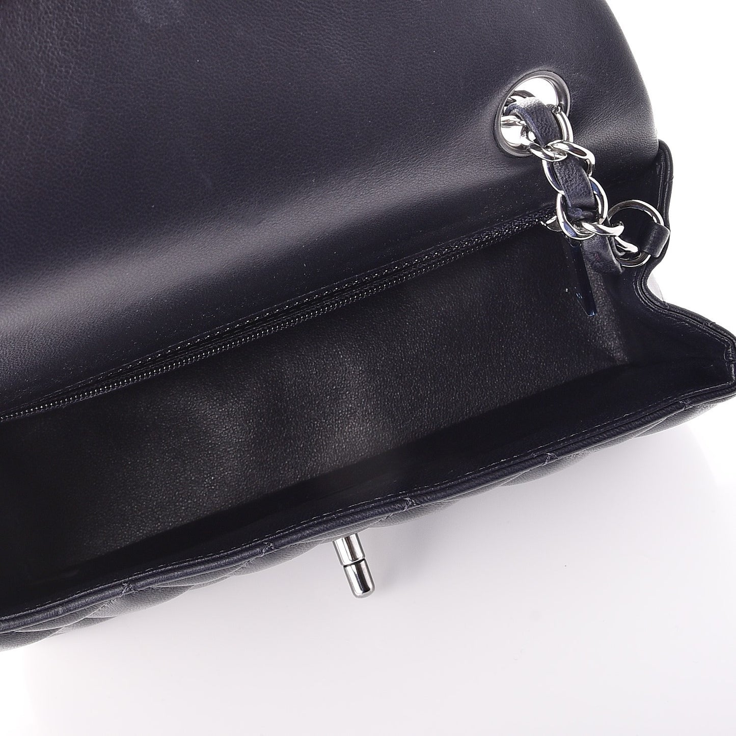 Lambskin Quilted Mini Rectangular Flap Dark Navy Blue