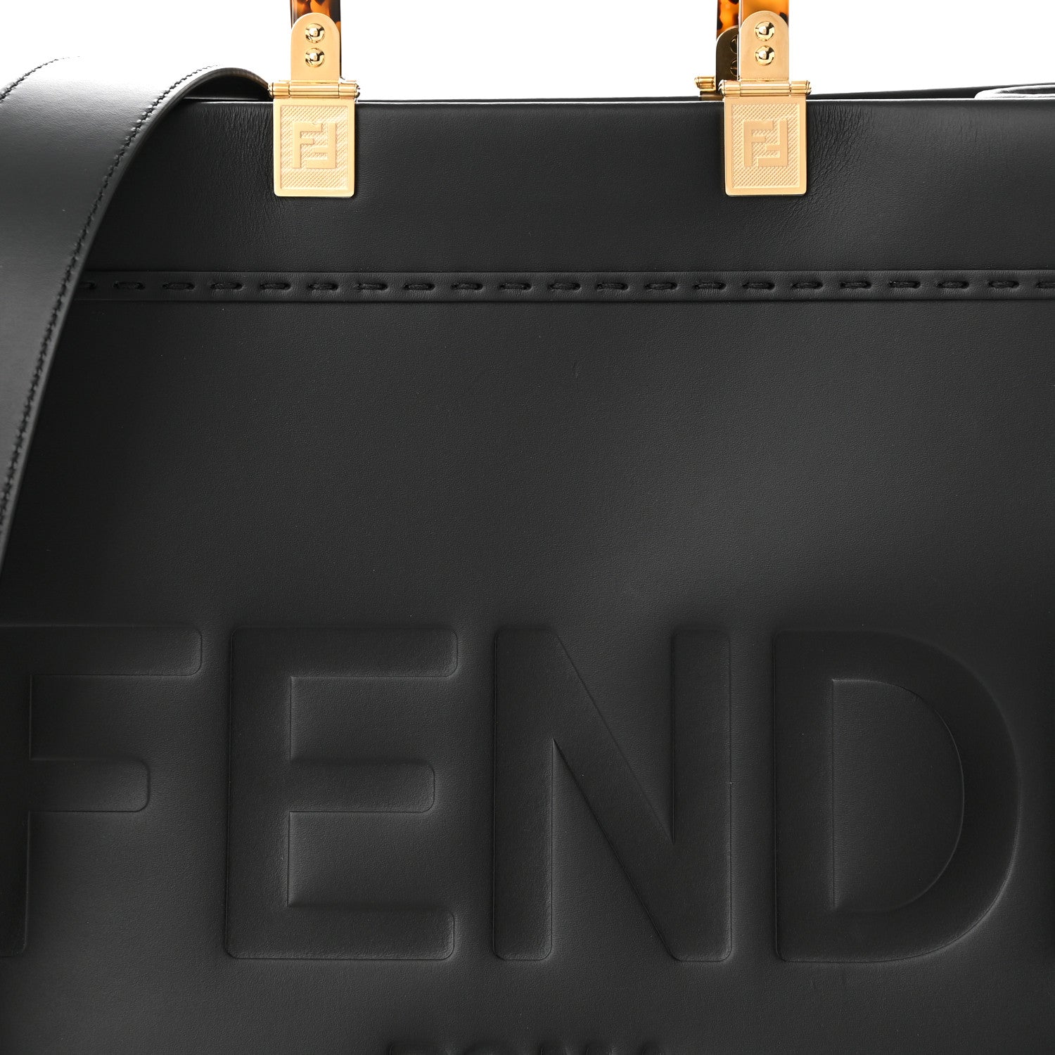 Fendi Vitello King Plexiglass Medium Fendi Sunshine Shopper Tote Black 7 of 10