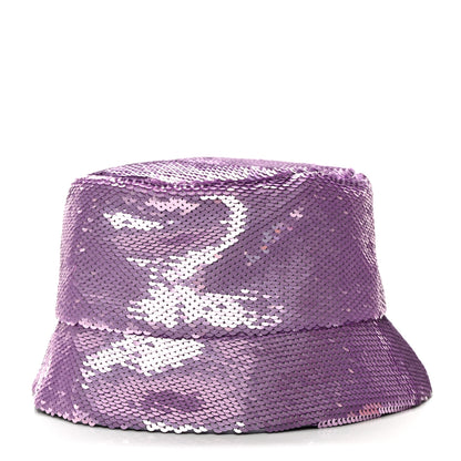 Prada Paillettes Triangle Logo Womens Bucket Hat M Purple 3 of 8