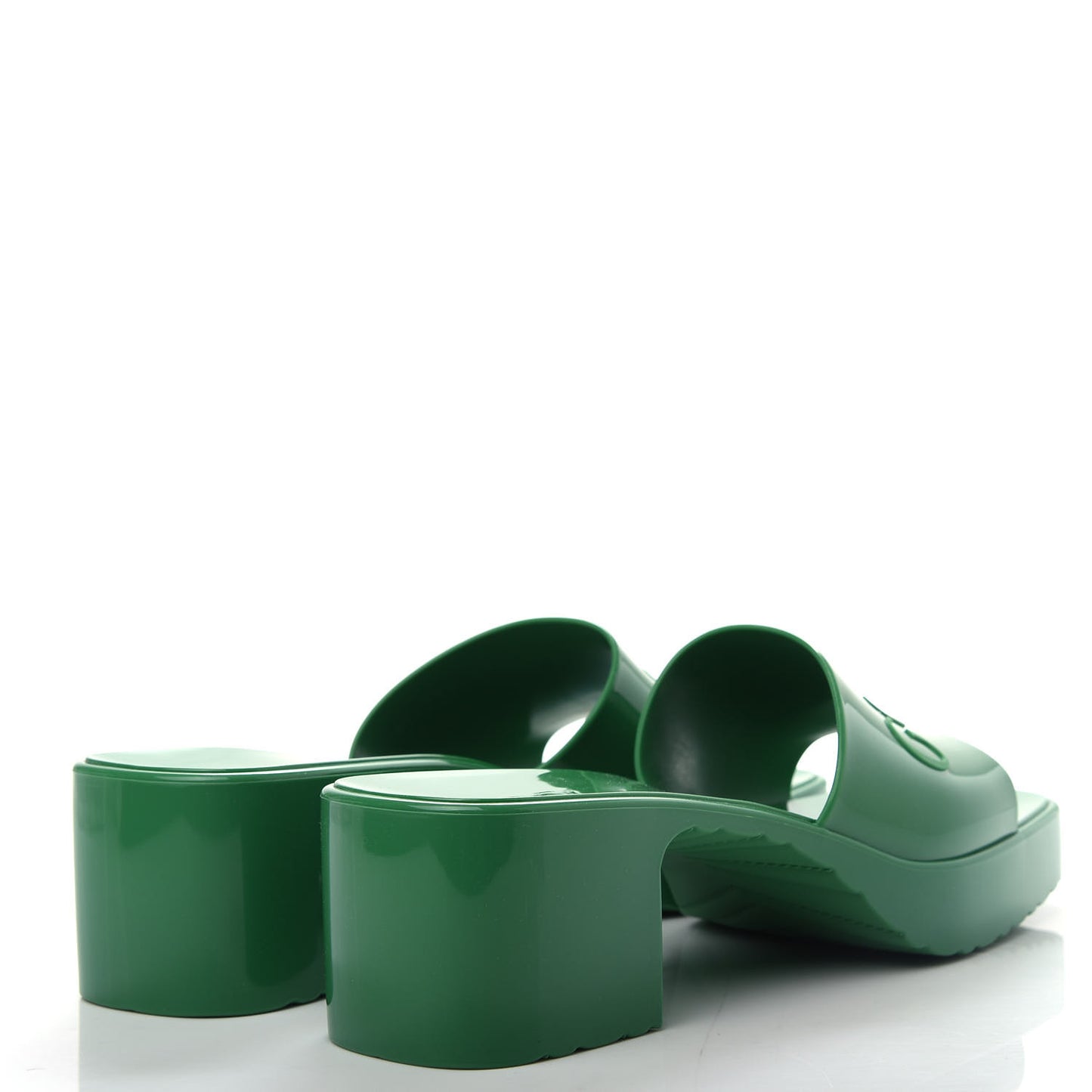 Rubber Gucci Logo Womens Platform 20/60mm Slide Sandals 37 New Shamarock