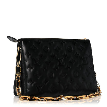 Louis Vuitton Lambskin Embossed Monogram Coussin PM Black 3 of 10