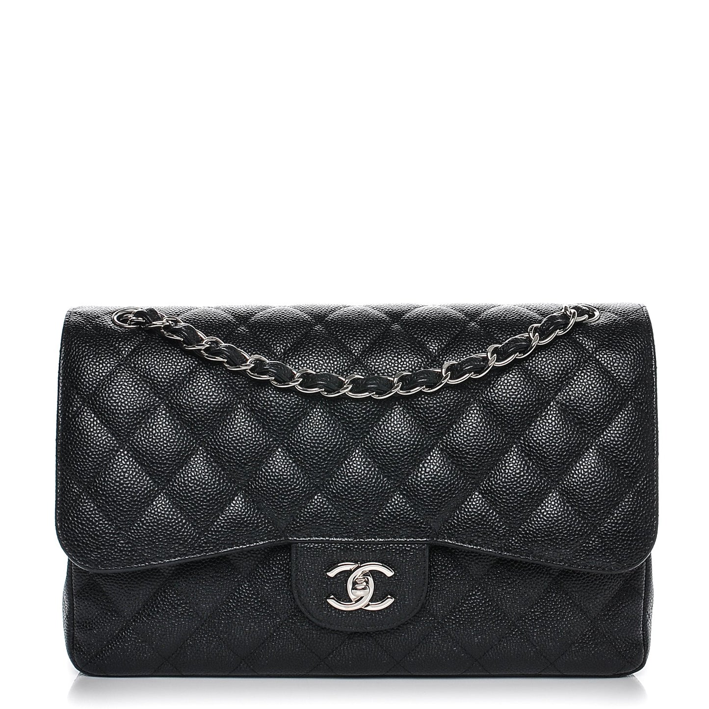 Caviar Quilted Jumbo Double Flap Black
