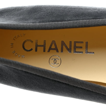 Chanel Velvet Cap Toe Ballerina Flats 39 Grey 6 of 9