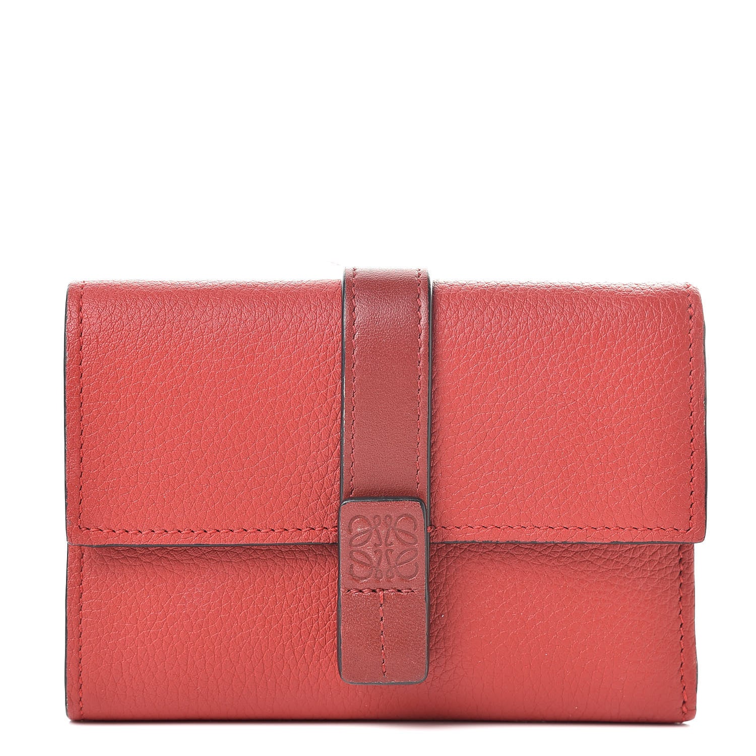 Loewe Grained Calfskin Compact Zip Wallet Burnt Red 1 of 9