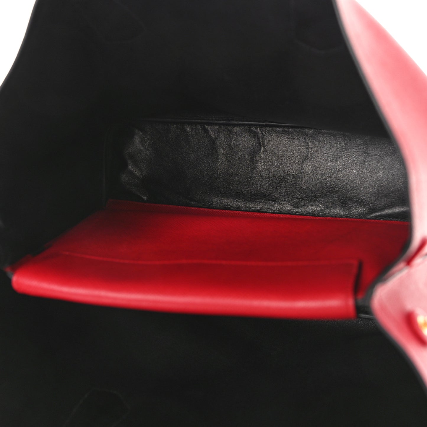 Saffiano Cuir Medium Double Bag Fuoco Black