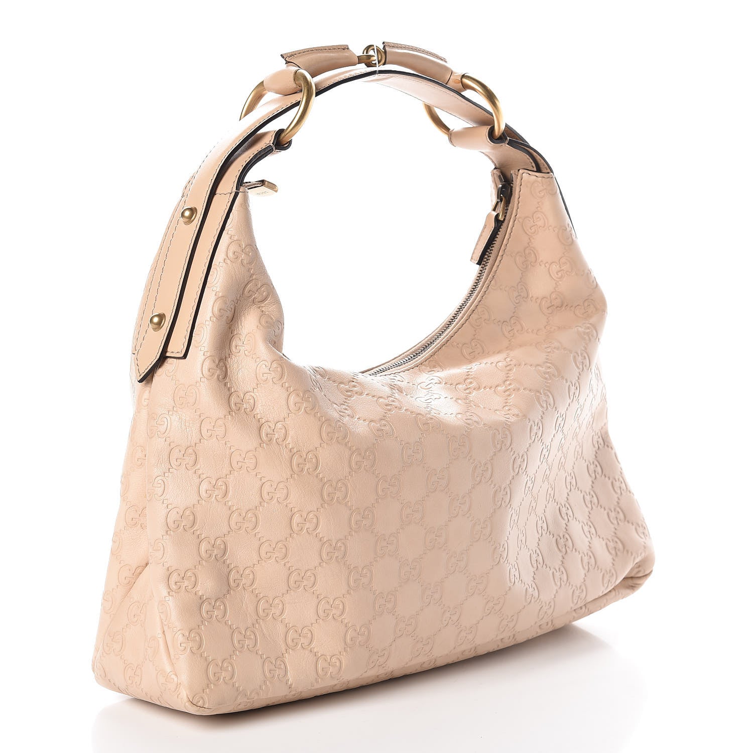 Gucci Guccissima Medium Horsebit Chain Hobo Winter Rose 3 of 7