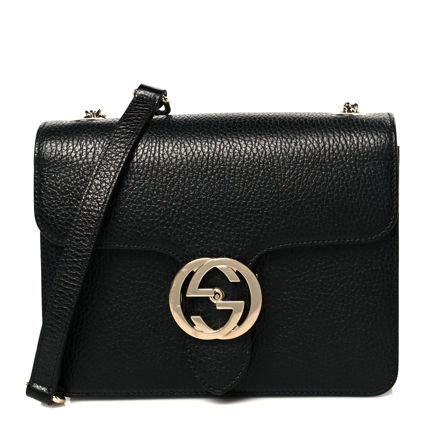 Dollar Calfskin Small Interlocking G Shoulder Bag Black