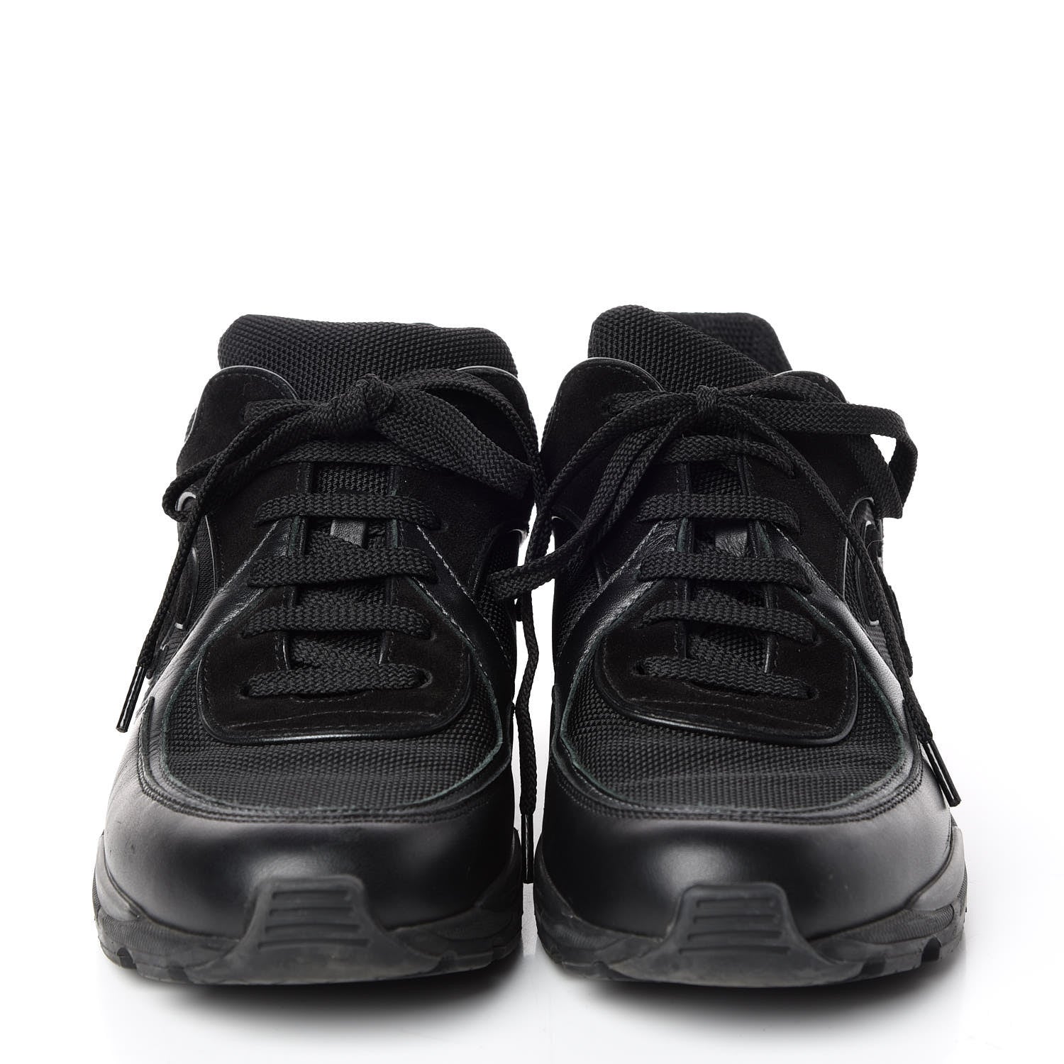 Chanel Toile Suede Calfskin CC Sneakers 37.5 Black 2 of 9
