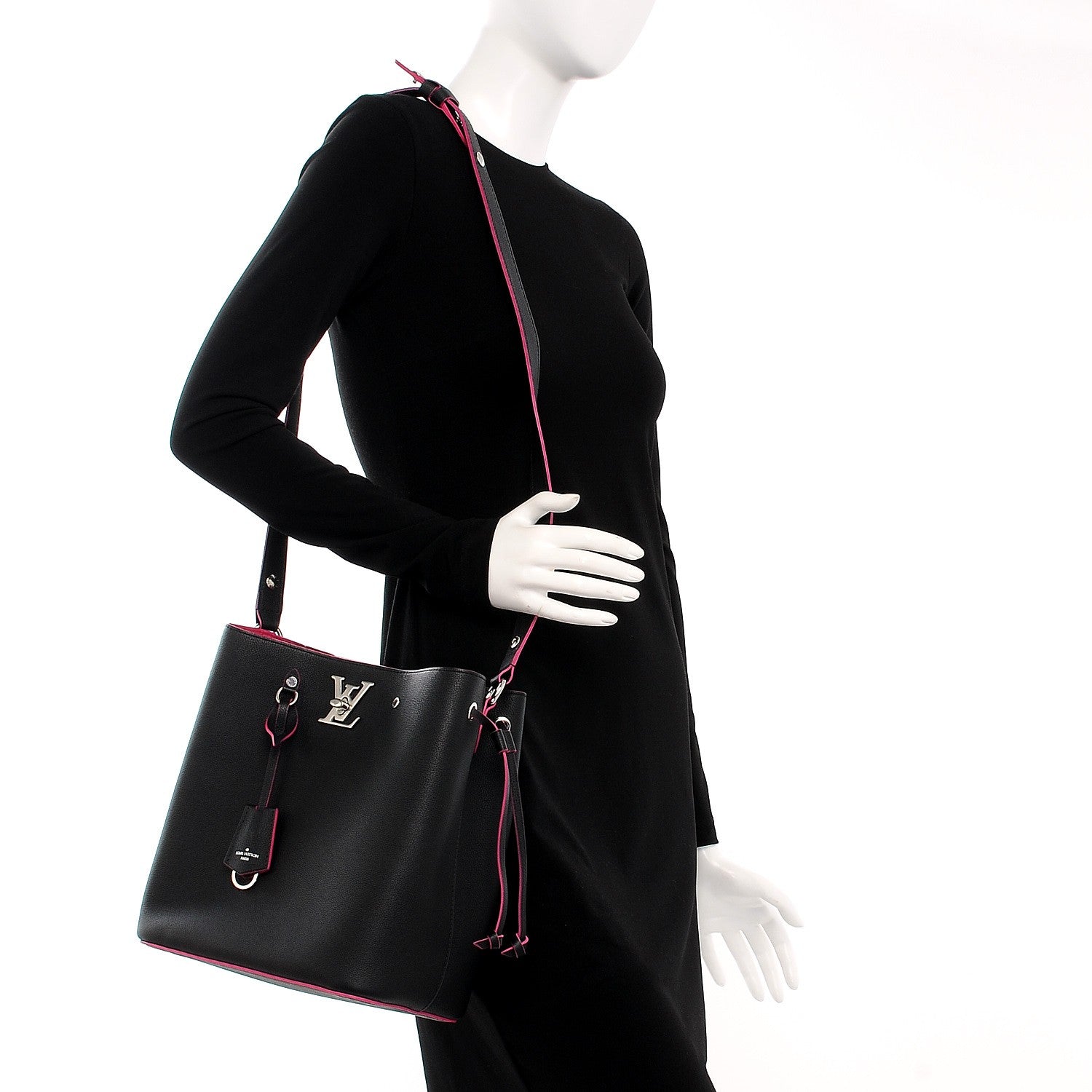 Louis Vuitton Calfskin Lockme Bucket Black 3 of 11
