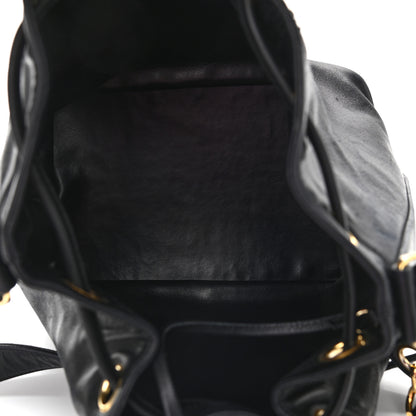Chanel Lambskin CC Stitched Drawstring Bucket Bag Black 6 of 13