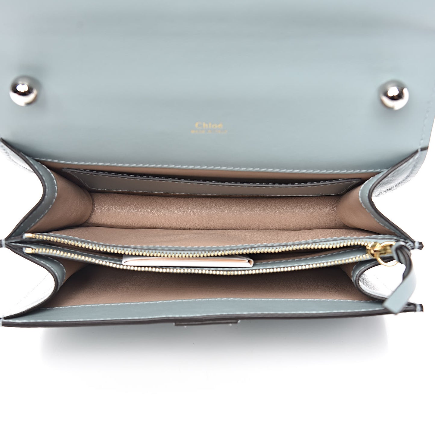 Calfskin Crocodile Embossed Aby Chain Shoulder Bag Faded Blue