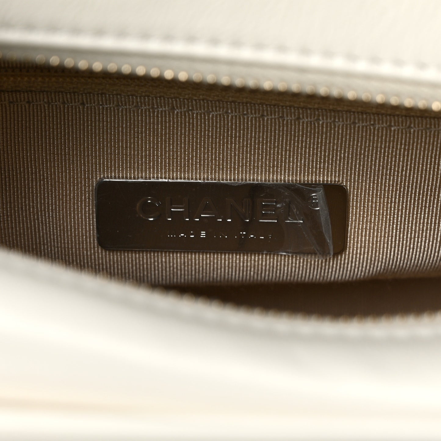 Calfskin Wool Felt Embossed Small Gabrielle Logo Hobo White