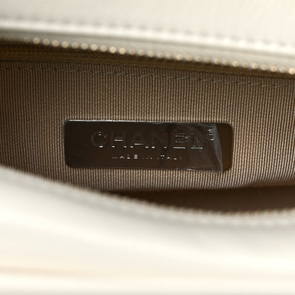 Chanel Calfskin Wool Felt Embossed Small Gabrielle Logo Hobo White 6 of 9