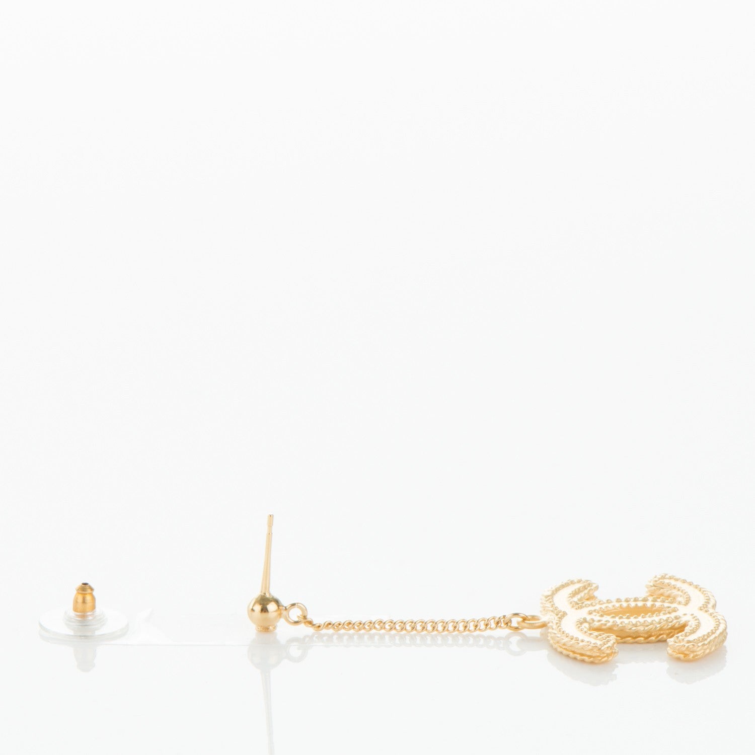 Chanel CC Drop Earrings Matte Gold 4 of 5