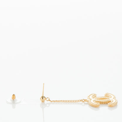 Chanel CC Drop Earrings Matte Gold 4 of 5