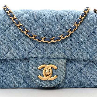 Chanel Denim Quilted Mini Pearl Crush Rectangular Flap Blue 8 of 11